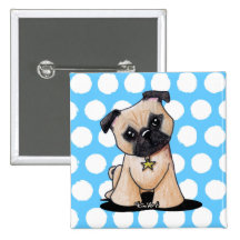 KiniArt Pug Pinback Buttons
