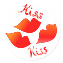 Kiss Kiss Round Stickers