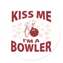Kiss Me I'm A Bowler Stickers