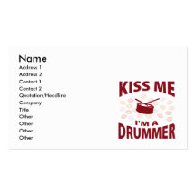 Kiss Me I'm A Drummer Business Card Template