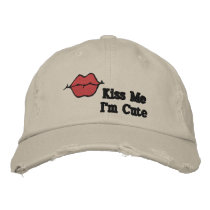 kiss me I'm cute hat Embroidered Hats