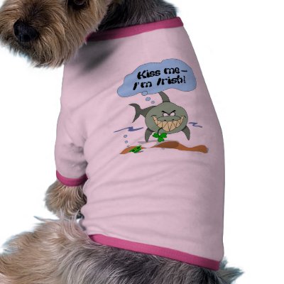 Funny Shark Sticker on Kiss Me Im Irish Funny Cartoon Shark Dog Shirt By Alinaspencil