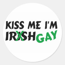 Kiss Me Im Irish Gay Round Sticker