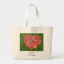 Kiss Me I'm Organic tote bags Autumn Heart Leaves