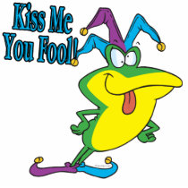 kiss me you fool jester frog cartoon photo sculpture