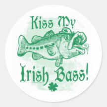 Kiss My Irish Bass Round Stickers