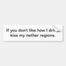Kiss my nether regions - bumper sticker