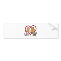 kiss the bride groom teddy bears bumper sticker