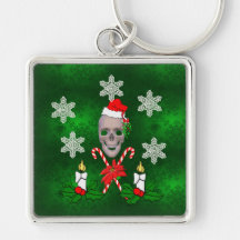 Kiss The Santa Skull Keychains