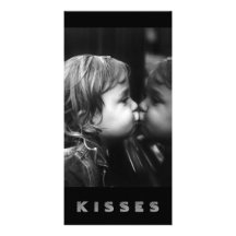 Kisses, Girl Kissing Her Reflection B&W Card Photo Greeting Card