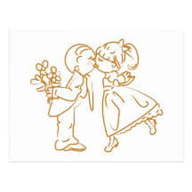 Kissing Couple Sketch Post Cards