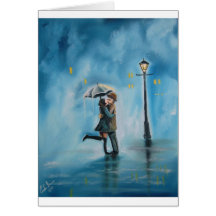 KISSING COUPLE UMBRELLA CARD