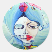 KISSING FISH ROUND STICKER