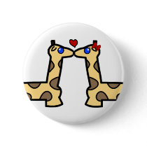 Kissing Giraffes Button