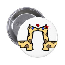 Kissing Giraffes Button