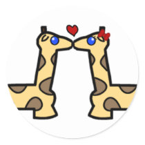 Kissing Giraffes Stickers