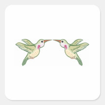 Kissing Hummingbirds Square Stickers