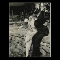 Kissing on the stone wall postcards