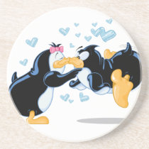 Kissing Penguins Beverage Coaster coasters