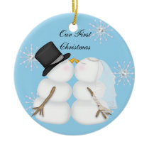 Kissing Snowmen Married Our First Chrismas Snowfla Christmas Tree Ornaments