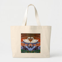 Kissing Swans in Love, Heart Shape Necks Bag