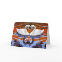 Kissing Swans in Love, Heart Shape Necks