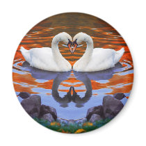 Kissing Swans in Love, Heart Shape Necks