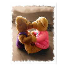 Kissing Teddies Postcard