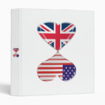 Kissing USA and UK flag heart Binder