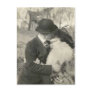 kissing with fur postcard