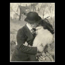 kissing with fur postcard postcards