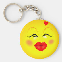 Kissy Girl Smiley Keychains