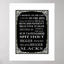 Kitchen Decor Funny Typography Dieting Sayings Print