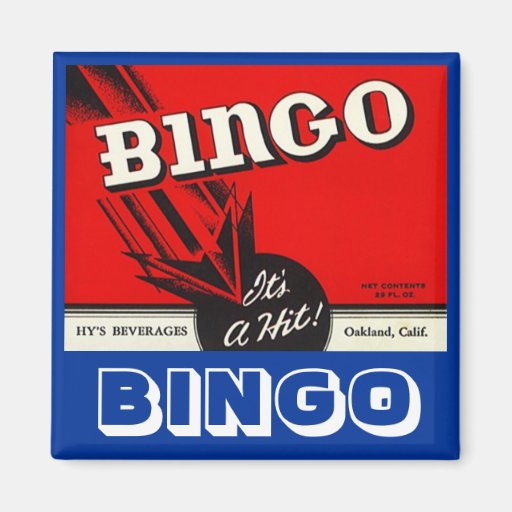 KITCHEN MAGNET ~ VINTAGE Bingo Beverage Ad Label