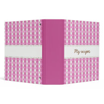 Kitchen recipes binder with pink argyle pattern