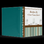 Kitchen Stripes Aqua Recipe Binder binders