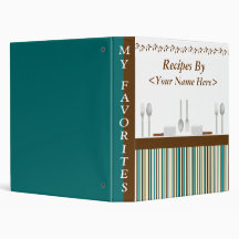 Kitchen Stripes Aqua Recipe Binder