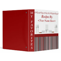 Kitchen Stripes Red Personalized Recipe Cook Book