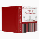 Kitchen Stripes Red Personalized Recipe Cook Book 3 Ring Binders