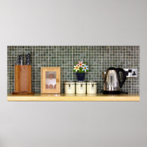 Kitchen worktop with kitchen items posters