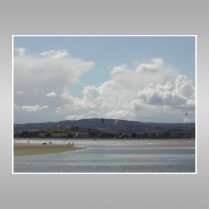 Kite Surfers. Scenic view. On Grey. Photo Cutouts