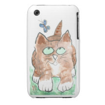 Kitten and Butterfly iPhone 3 Case-Mate Cases