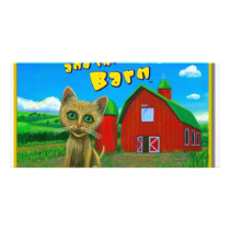 Kitten and the Barn Custom Photo Card