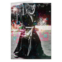 kitten at the final showdown greeting card