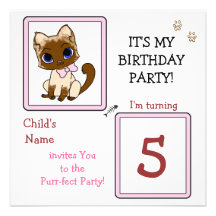Kitten Birthday Party Invites