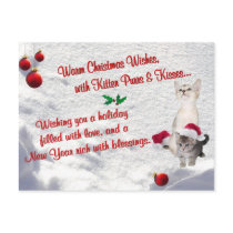 Kitten Christmas Snow Scene Postcard