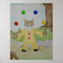 KITTEN CLOWN PRINT