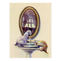 KITTEN MIRROR by SHARON SHARPE Postcards