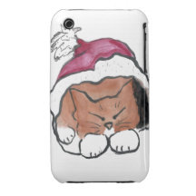 Kitten Naps in a Christmas Hat iPhone 3 Case-Mate Case
