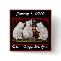 Kitten Party! New Year's Day - Button #1